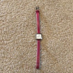 Skagen silver square watch with pink band